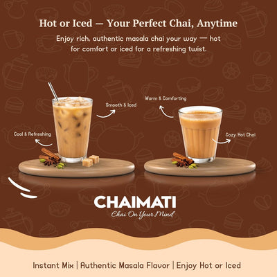 Chaimati Masala Dairy-Free Instant Chai Mix, 2 LB (908 gm) | Sweetened, Vegan Friendly, Gluten Free | Powdered Tea, Makes 30 Cups | Cinnamon, Ginger, Cardamom | Ready in Seconds | Hot or Iced
