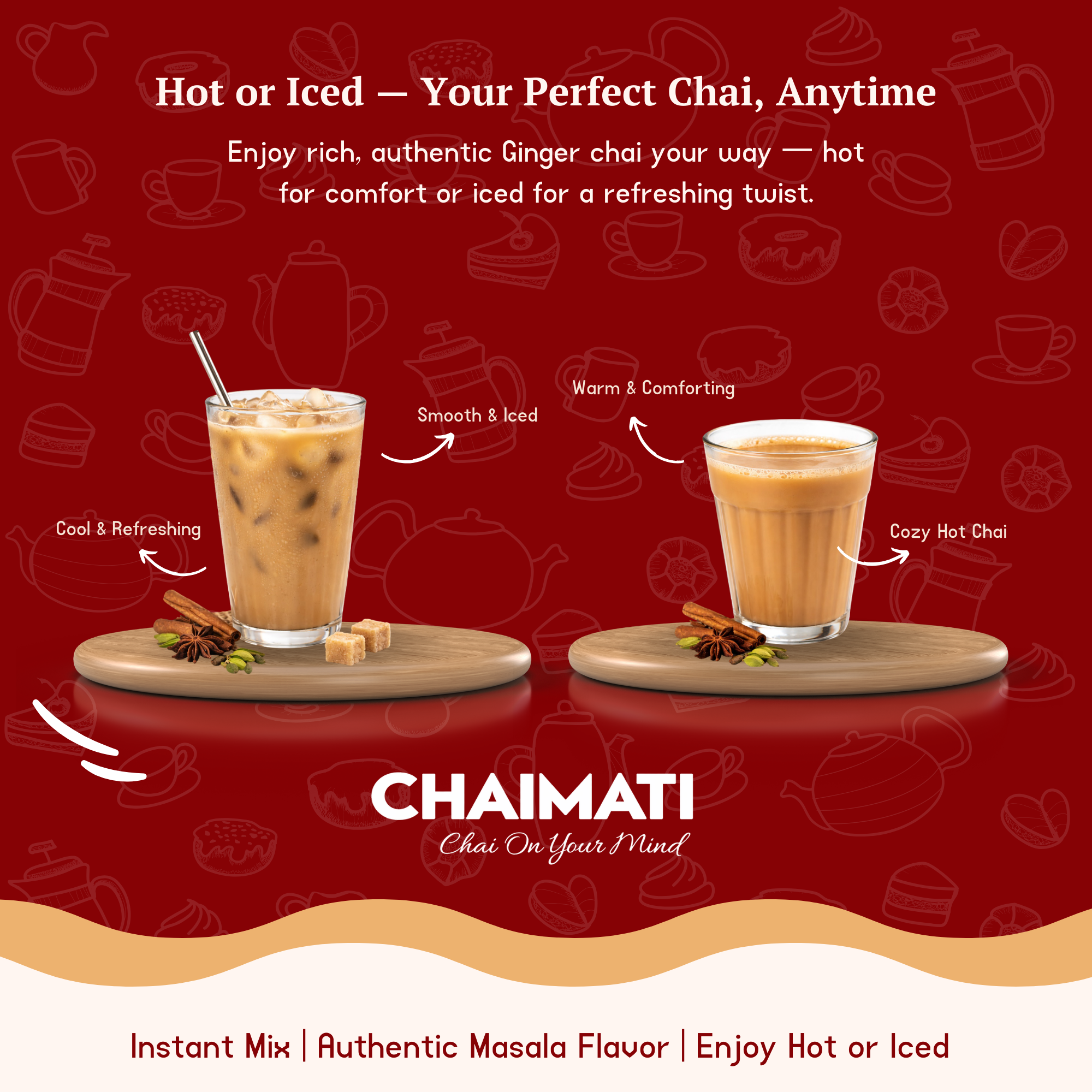 CHAIMATI Dairy-Free Instant Ginger Chai Latte Premix - 2 lb