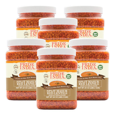 Indian Split Masur Red Lentils - Protein & Fiber Rich Masoor Dal Jar - Pride Of India