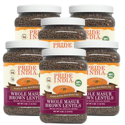 Indian Whole Brown Crimson Lentils - Protein & Fiber Rich Masoor Whole Jar - Pride Of India