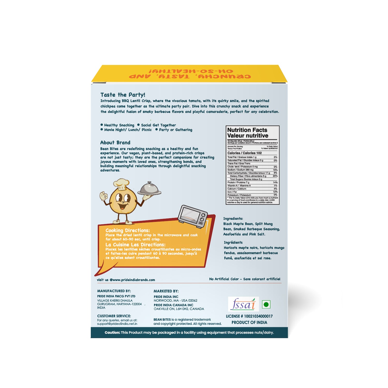 Bean Bites Smokin’ BBQ Lentil Crisp - Pride Of India