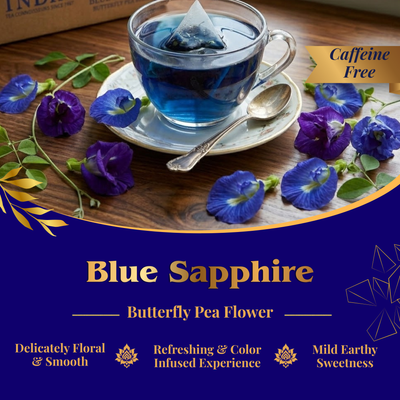 Pride of India Blue Sapphire Herbal Tea - 150 Individually Wrapped Full Leaf Pyramid Tea Bags | Butterfly Pea Flower Tea Bulk Pack for Food Service, Cafes, Hotels, Offices & Daily Tea Drinkers
