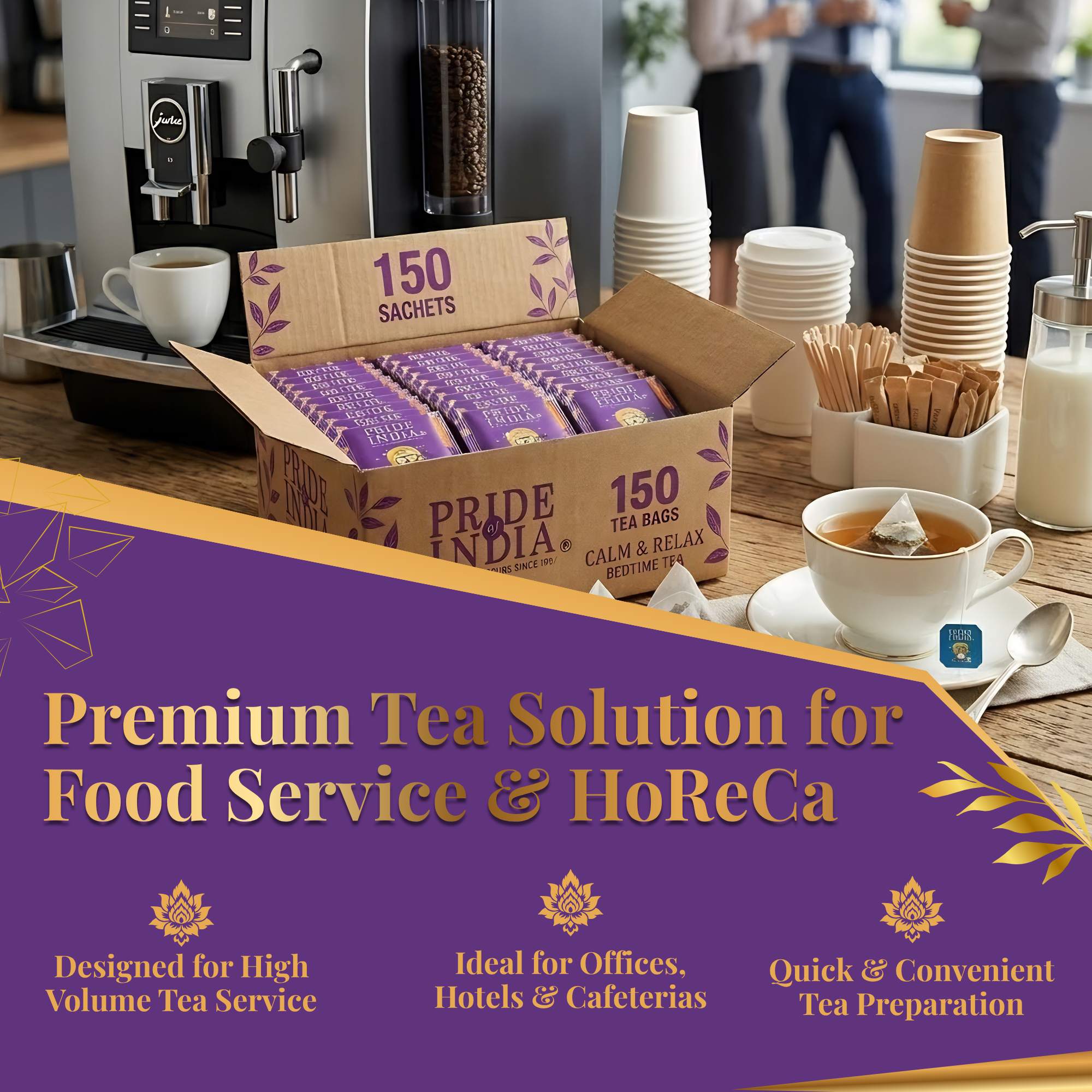 Pride of India Calm & Relax Bedtime Tea - 150 Individually Wrapped Full Leaf Pyramid Tea Bags | Herbal White Tea Bulk Pack for Food Service, Cafes, Hotels, Offices & Daily Tea Drinkers