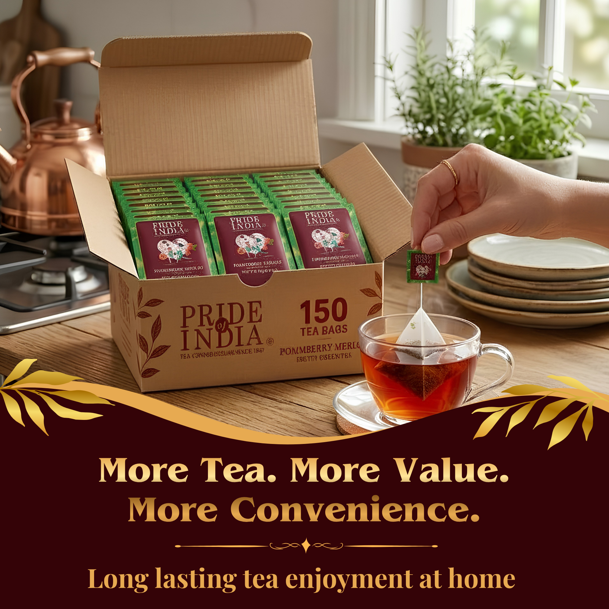 Pride of India Pommberry Merlot Green Tea - 150 Individually Wrapped Full Leaf Pyramid Tea Bags | Fruity Green Tea Bulk Pack for Food Service, Cafes, Hotels, Offices & Daily Tea Drinkers