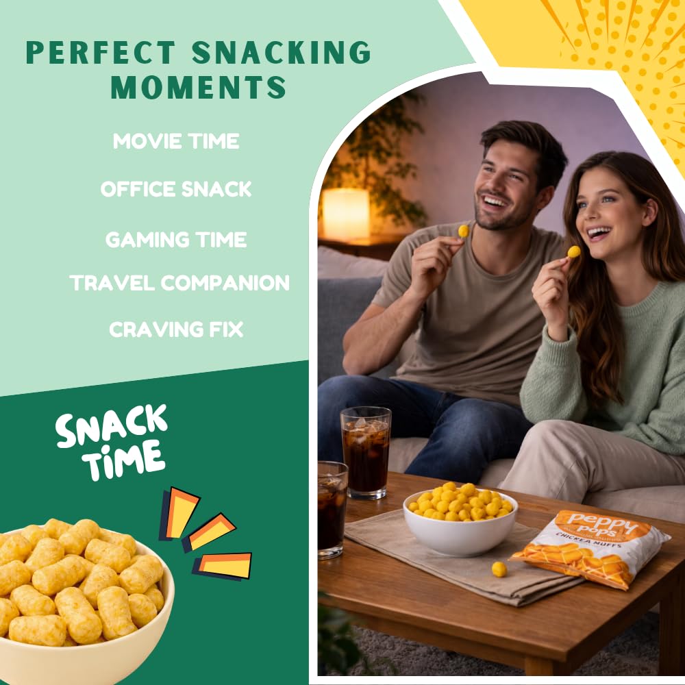 Peppy Pops Chickpea Puffs Cool Zest Flavor - 6 Pack, 12 oz | Refreshing Mint Flavored High Protein Snacks | Healthy Alternative to Chips and Better-for-You Crunchy Snack with 6g Protein Per Bag