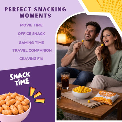 Peppy Pops Chickpea Puffs Party Mix Variety Pack - 6 Pack, 12 oz | 6 Assorted Flavors High Protein Crunchy Snacks | Includes Cheese, BBQ, Schezwan, Pizza, Mint & Masala Flavors | 6g Protein Per Bag