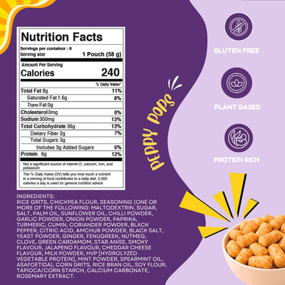 Peppy Pops Chickpea Puffs Party Mix Variety Pack - 6 Pack, 12 oz | 6 Assorted Flavors High Protein Crunchy Snacks | Includes Cheese, BBQ, Schezwan, Pizza, Mint & Masala Flavors | 6g Protein Per Bag