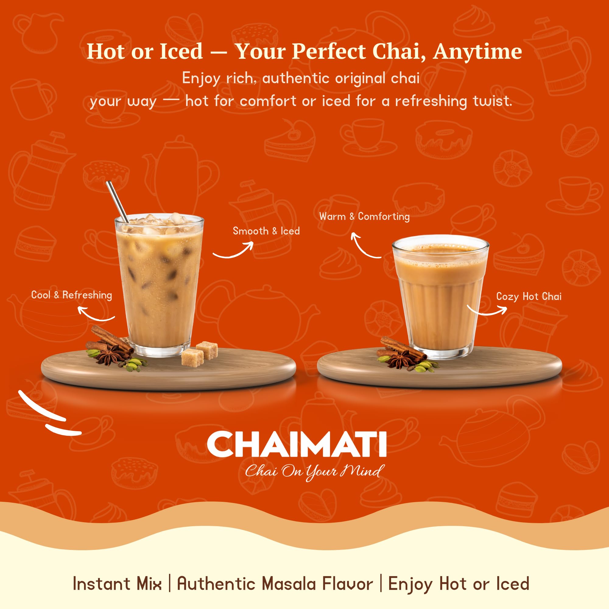 Chaimati Original Instant Chai Mix, 2 LB (908 gm) | Sweetened, Dairy Based, Gluten Free, No Artificial Flavors | Powdered Tea, Makes 50 Cups, Ready in Seconds | Authentic Creamy Chai | Hot or Iced