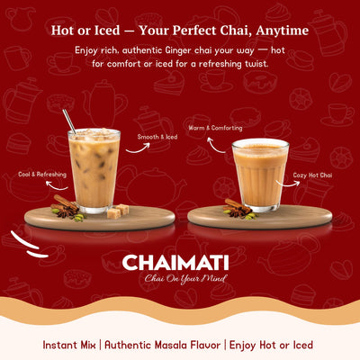 Chaimati Unsweetened Ginger Chai Mix, 2 LB (908 gm) | No Added Sugar, Gluten Free, Dairy Based | Instant Powdered Tea, Makes 75 Cups | Natural Ginger Flavor | Ready in Seconds | Ht or Iced