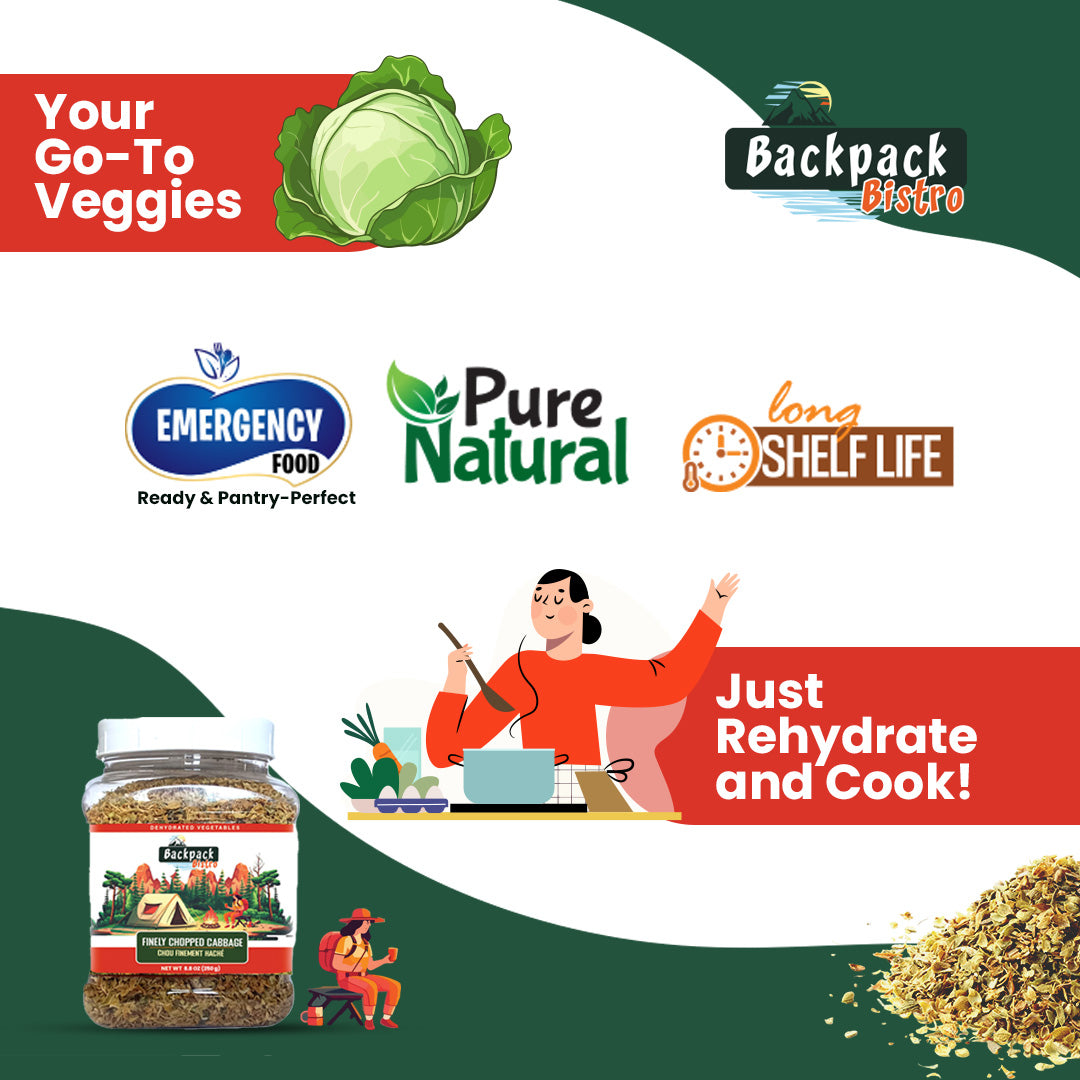 Backpack Bistro Dehydrated Finely Chopped Cabbage 8.8 oz (250 g) - Pride Of India