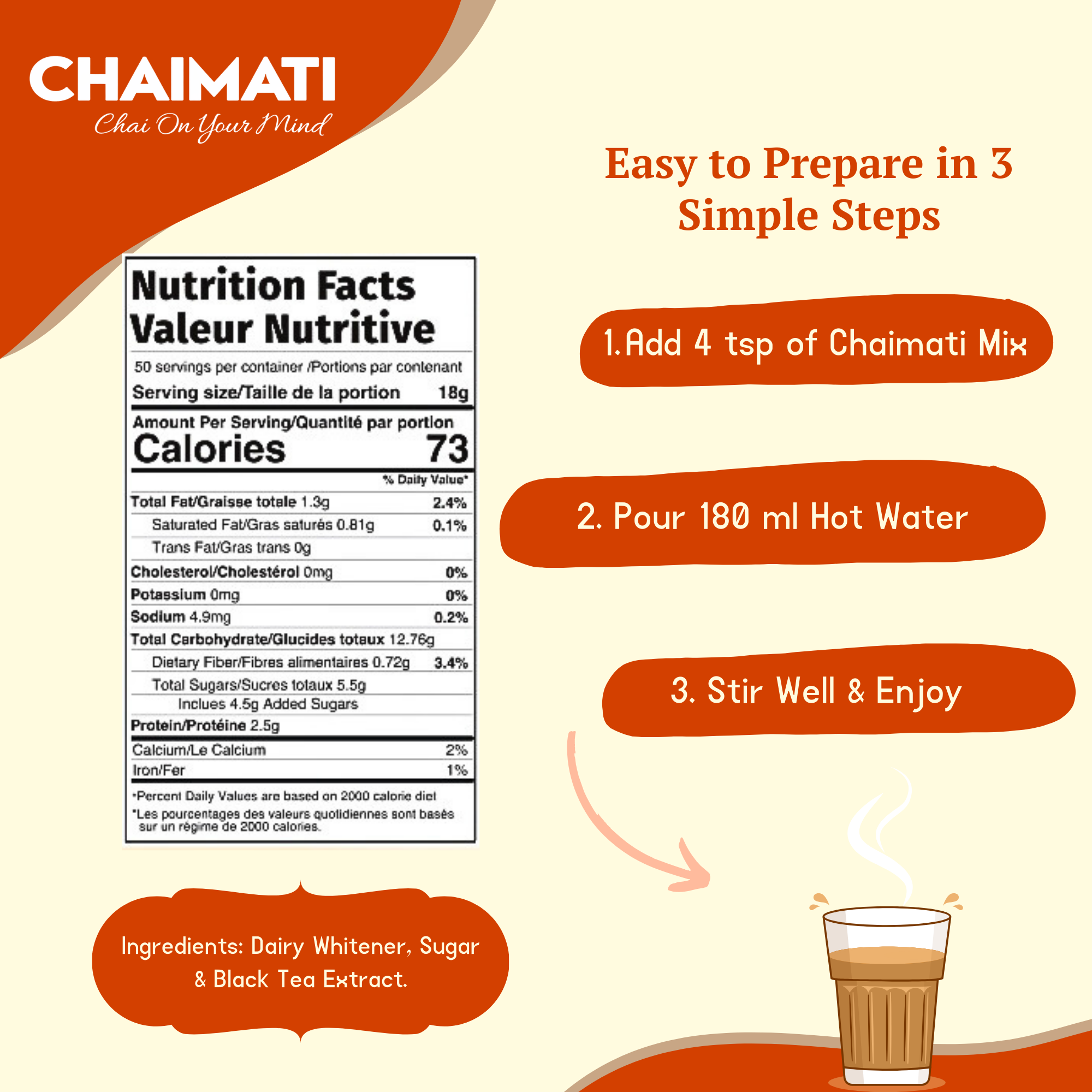 CHAIMATI Sweetened Instant Original Chai Latte Premix - 2 lb