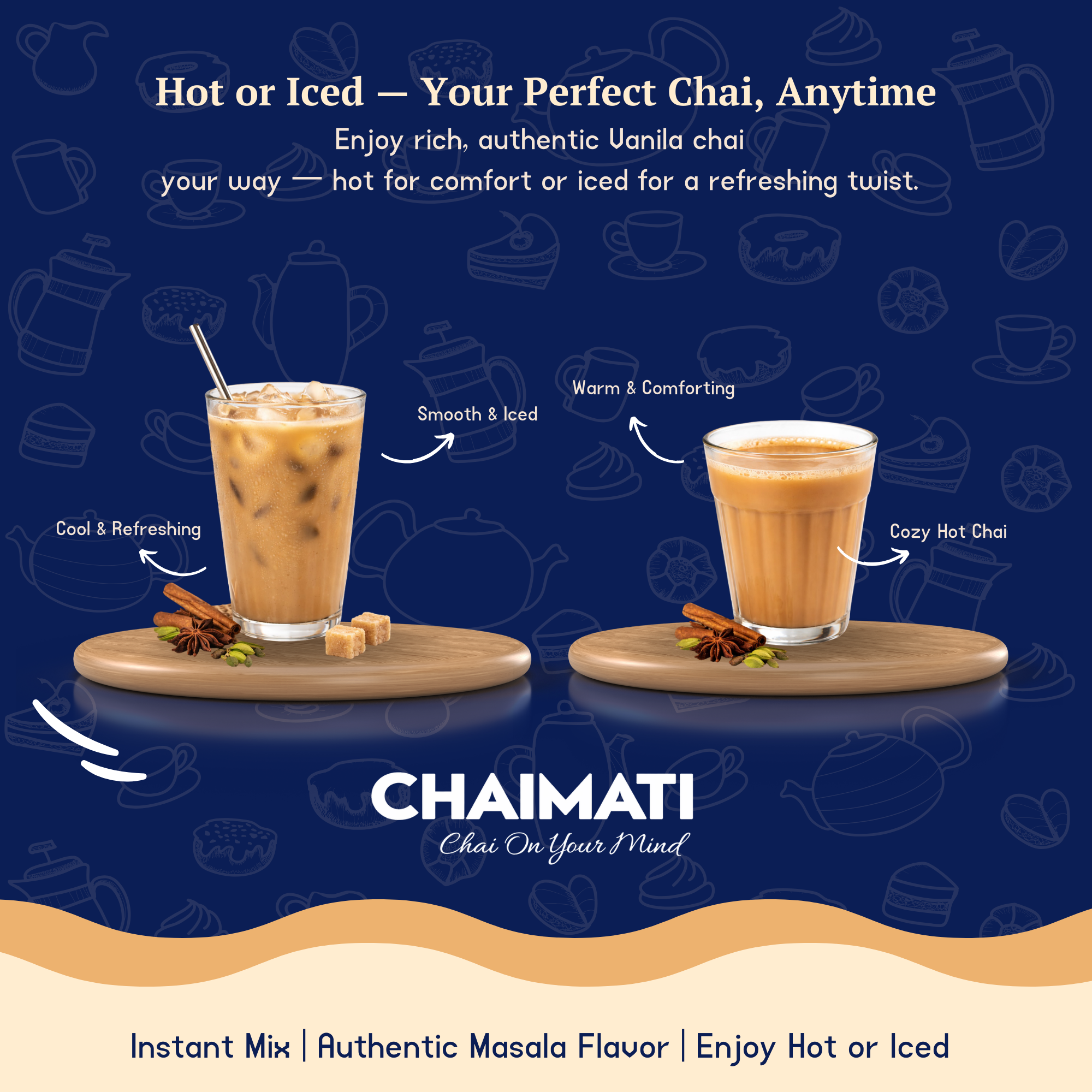 CHAIMATI Sweetened Instant Vanilla Chai Latte Premix - 2 lb