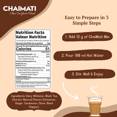 CHAIMATI Unsweetened Instant Masala Chai Latte Premix - 2 lb