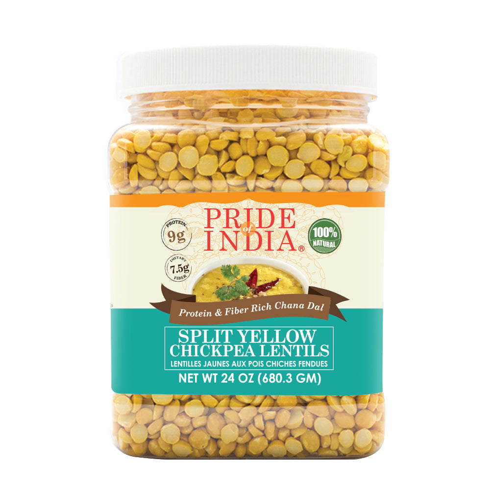 Indian Split Yellow Chickpea Lentils - Protein & Fiber Rich Chana Dal Jar - Pride Of India