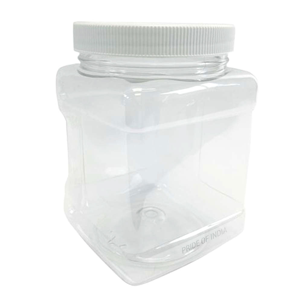 Clear PET Plastic Grip Dry/Liquid Food Storage Jars w/ Caps (Food Grade - BPA Free) - Pride Of India