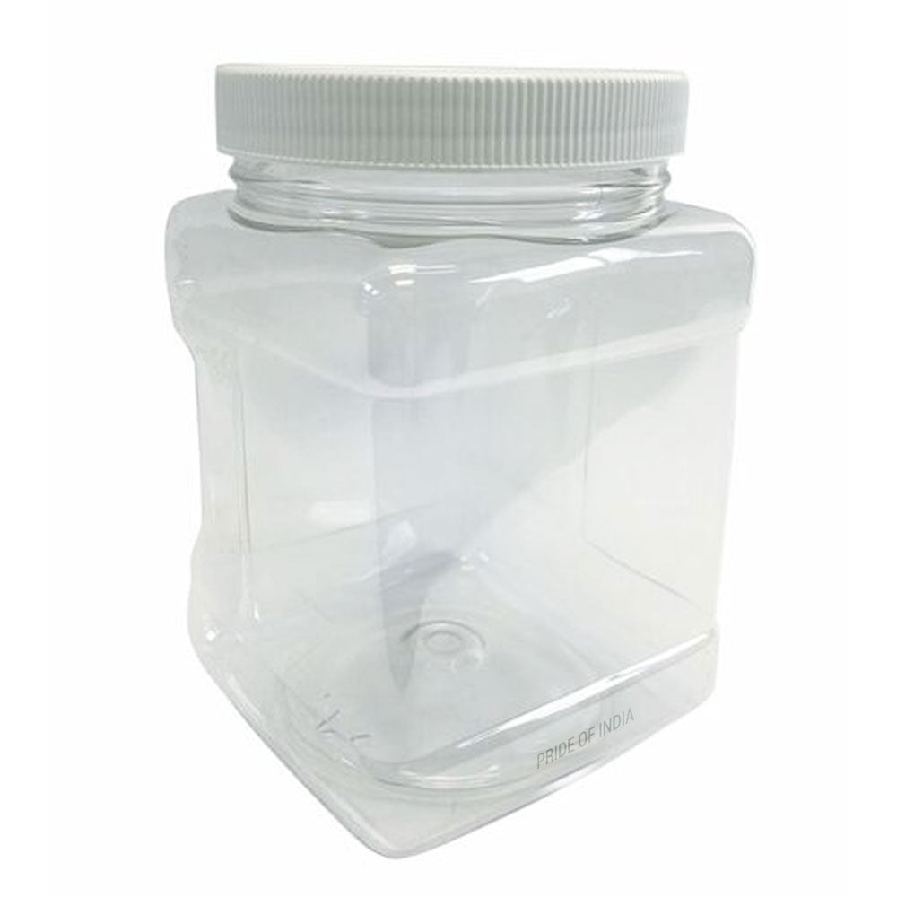 Clear PET Plastic Grip Dry/Liquid Food Storage Jars w/ Caps (Food Grade - BPA Free) - Pride Of India