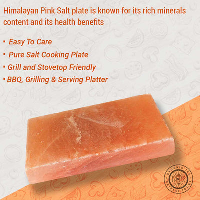 Himalayan Pink Salt Cooking Plate by Pride of India – Serving Plate for Cutting/Grilling – 100% Naturally Occurring Pink Salt/Food Grade – Easy to Use -Grilling Ideas for Kitchen - Pride Of India