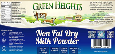 Non Fat Dry Milk Powder - 2.2 Pounds / 1 Kilo Jar by Green Heights - Pride Of India