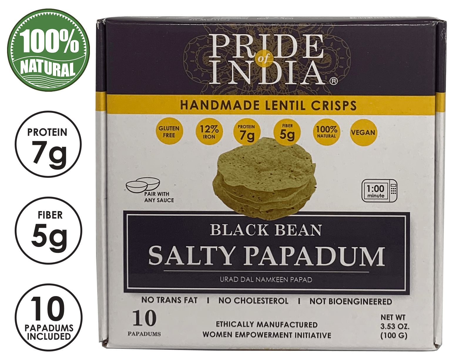 Salty Black Bean Namkeen Papadum Lentil Crisp - Pride Of India