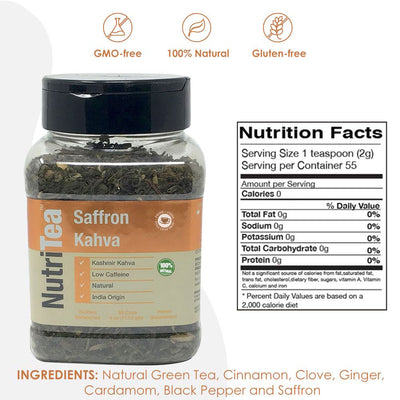 NUTRITEA Natural Saffron Kahwa Chai Full Leaf Tea - Pride Of India