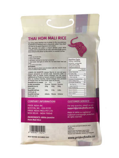 Premium Thai Hom Mali Jasmine Rice - Naturally Fragrant Long Grain Bag - Pride Of India